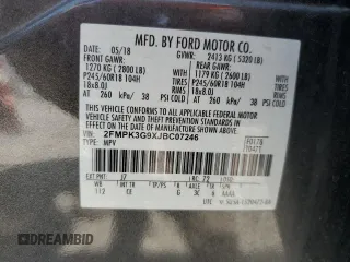 2018 Ford Edge SE with VIN 2FMPK3G9XJBC07246, listed as a Copart auction lot 54955925 with 50,665 mi miles and Salvage title. Bid and sale history available at DreamBid. Image 13.