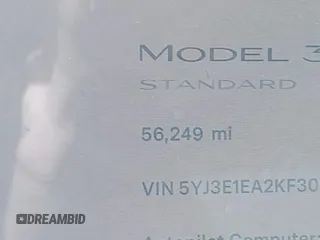 2019 Tesla Model 3 Mid Range with VIN 5YJ3E1EA2KF306286, listed as a IAAI auction lot 41699127 with 56,249 mi miles and . Bid and sale history available at DreamBid. Image 15.