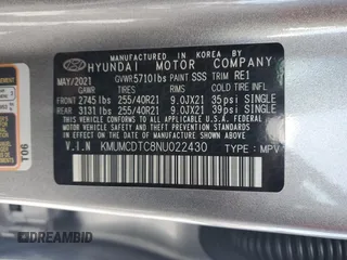 2022 Genesis GV70 Sport with VIN KMUMCDTC8NU022430, listed as a Copart auction lot 42189715 with 8,291 mi miles and Salvage title. Bid and sale history available at DreamBid. Image 13.