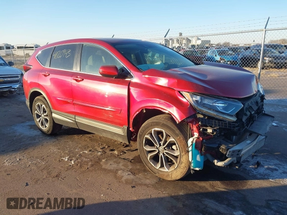 2020 Honda CR-V EX with VIN 2HKRW2H52LH603895, listed as a IAAI auction lot 41020943 with 216,688 mi miles. Bid and sale history available at carsss.com. Image 1.