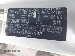 2015 Kia Sportage LX with VIN KNDPB3ACXF7727178, listed as a IAAI auction lot 41833374 with 189,297 mi miles and . Bid and sale history available at carsss.com. Image 9.