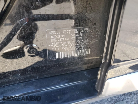 2020 Hyundai Ioniq Limited with VIN KMHC05LC6LU193781, listed as a Copart auction lot 42293975 with 71,639 mi miles and Salvage Title. Bid and sale history available at DreamBid. Image 13.