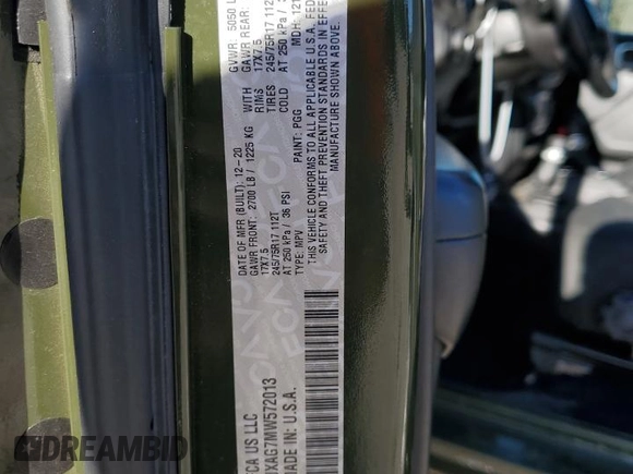 2021 Jeep Wrangler 80th Anniversary with VIN 1C4HJXAG7MW572013, listed as a Copart auction lot 48719175 with 72,133 mi miles and Salvage title. Bid and sale history available at DreamBid. Image 12.