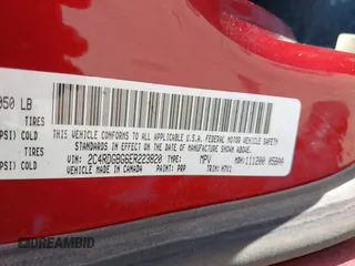 2014 Dodge Grand Caravan American Value with VIN 2C4RDGBG6ER223820, listed as a IAAI auction lot 41705097 with 213,180 mi miles and . Bid and sale history available at DreamBid. Image 9.