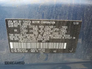 2010 Toyota RAV4 Limited с VIN JTMDF4DVXAD032915, выставлен на аукционе Copart как лот 59095795 с пробегом 162 803 миль миль и Списание • Salvage title. История ставок и продаж доступна на DreamBid. Изображение 13.