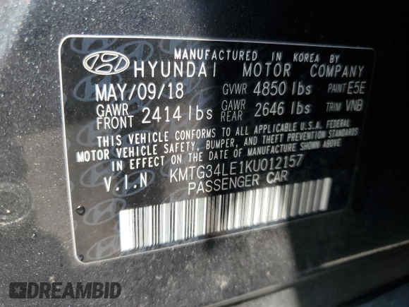 2019 Genesis G70 Advanced z VIN KMTG34LE1KU012157, wystawiony jako Copart lot #52313255 z przebiegiem 63 799 mil mil oraz Szkoda całkowita • Salvage title. Historia ofert i sprzedaży dostępna na DreamBid. Obrazek 12.