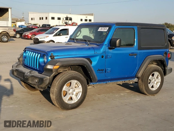 2021 Jeep Wrangler Sport S with VIN 1C4GJXAN0MW790739, listed as a Copart auction lot 75872624 with Not Provided miles and Salvage Title. Bid and sale history available at DreamBid. Image 1.
