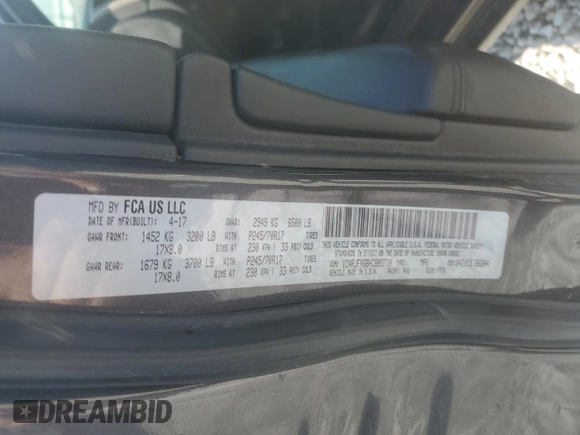 2017 Jeep Grand Cherokee Altitude with VIN 1C4RJFAG6HC889710, listed as a Copart auction lot 63336995 with 243,432 mi miles and Clean title. Bid and sale history available at DreamBid. Image 12.