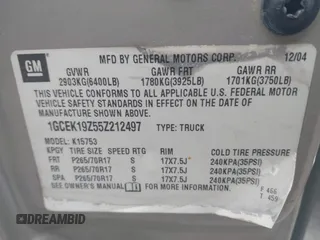 2005 Chevrolet Silverado 1500 Z71 with VIN 1GCEK19Z55Z212497, listed as a IAAI auction lot 42172303 with 322,246 mi miles and . Bid and sale history available at DreamBid. Image 9.