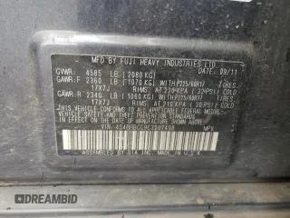 2012 Subaru Outback Prem with VIN 4S4BRBCC9C3207498, listed as a Copart auction lot 61016045 with 238,805 mi miles and Salvage title. Bid and sale history available at DreamBid. Image 12.