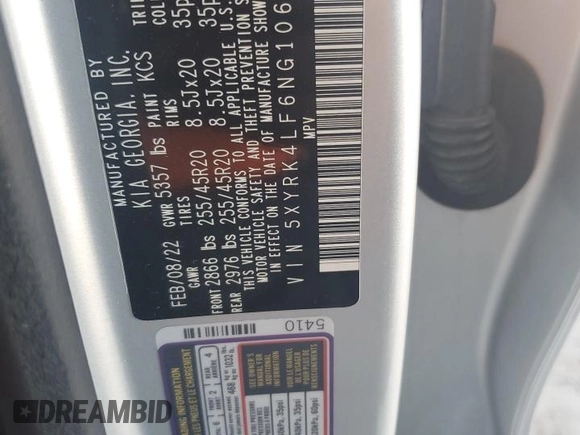 2022 Kia Sorento SX z VIN 5XYRK4LF6NG106088, wystawiony jako Copart lot #58120825 z przebiegiem 40 685 mil mil oraz Szkoda całkowita • Salvage title. Historia ofert i sprzedaży dostępna na DreamBid. Obrazek 13.