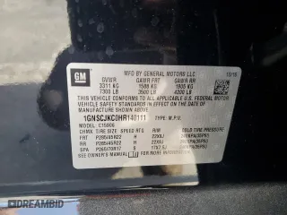 2017 Chevrolet Suburban Premier with VIN 1GNSCJKC0HR140111, listed as a Copart auction lot 74387664 with 104,094 mi miles and Salvage Title. Bid and sale history available at carsss.com. Image 16.