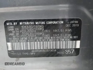 2020 Mitsubishi Outlander ES with VIN JA4AR3AU5LU019034, listed as a IAAI auction lot 42563892 with 105,330 mi miles and . Bid and sale history available at DreamBid. Image 9.