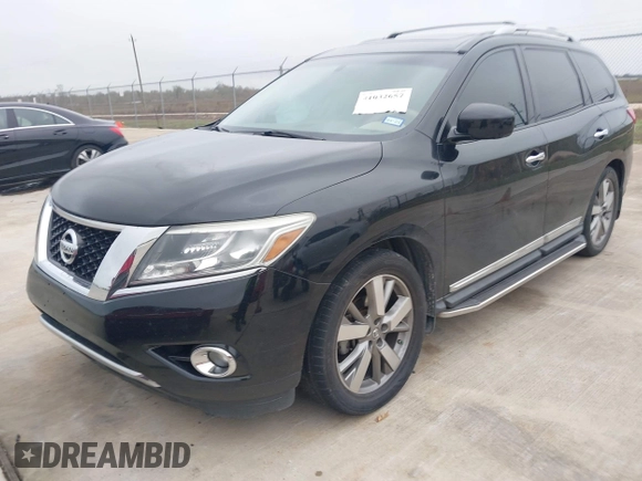 2014 Nissan Pathfinder Platinum z VIN 5N1AR2MN0EC619145, wystawiony jako IAAI lot #41032657 z przebiegiem 148 405 mil mil oraz . Historia ofert i sprzedaży dostępna na DreamBid. Obrazek 2.
