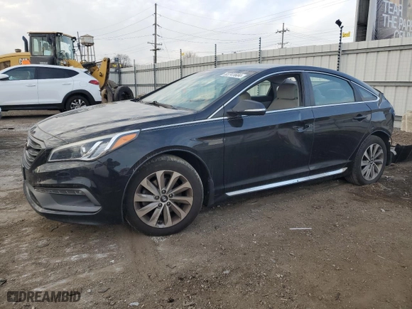 2016 Hyundai Sonata 2.4L Sport with VIN 5NPE34AF7GH269455, listed as a Copart auction lot 89130425 with 129,830 mi miles and Salvage Title. Bid and sale history available at carsss.com. Image 1.