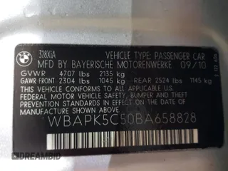 2011 BMW 3 Series 328i xDrive z VIN WBAPK5C50BA658828, wystawiony jako Copart lot #56841665 z przebiegiem 138 640 mil mil oraz Szkoda całkowita • Salvage title. Historia ofert i sprzedaży dostępna na DreamBid. Obrazek 12.