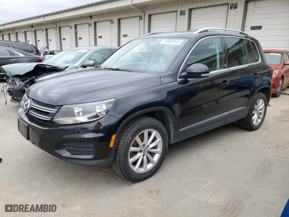 2017 Volkswagen Tiguan Wolfsburg Edition with VIN WVGSV7AX1HK014886, listed as a Copart auction lot 49583415 with 157,633 mi miles and Clean Title. Bid and sale history available at carsss.com. Image 1.