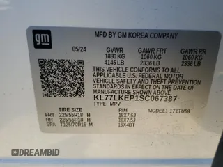 2025 Chevrolet Trax ACTIV with VIN KL77LKEP1SC067387, listed as a Copart auction lot 80464244 with Not Provided miles and Salvage Title. Bid and sale history available at carsss.com. Image 15.