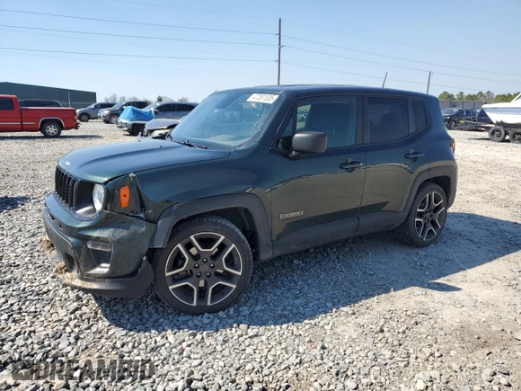 2021 Jeep Renegade Jeepster z VIN ZACNJCAB6MPM34019, wystawiony jako Copart lot #47381335 z przebiegiem 56 987 mil mil oraz Szkoda całkowita • Salvage title. Historia ofert i sprzedaży dostępna na DreamBid. Obrazek 1.