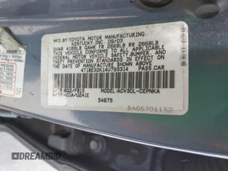 2004 Toyota Camry LE with VIN 4T1BE32K14U793314, listed as a IAAI auction lot 42031924 with 169,164 mi miles. Bid and sale history available at carsss.com. Image 9.