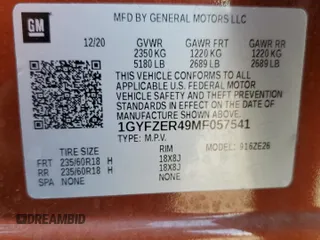 2021 Cadillac XT4 FWD Sport with VIN 1GYFZER49MF057541, listed as a Copart auction lot 70654544 with 35,441 mi miles and Non Repairable. Bid and sale history available at DreamBid. Image 13.
