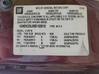 2006 Chevrolet Uplander LS with VIN 1GNDV23L86D193818, listed as a Copart auction lot 71815744 with 271,004 mi miles and Salvage Title. Bid and sale history available at carsss.com. Image 13.