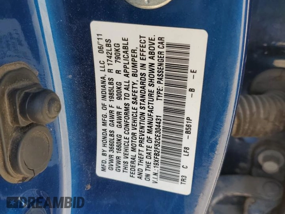 2012 Honda Civic LX с VIN 19XFB2F52CE304431, выставлен на аукционе Copart как лот 58135115 с пробегом 72 780 миль миль и Списание • Salvage title. История ставок и продаж доступна на DreamBid. Изображение 12.
