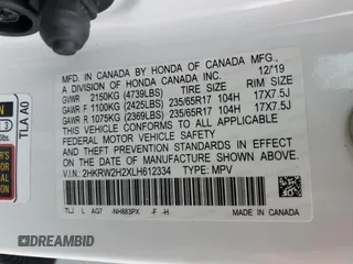 2020 Honda CR-V LX with VIN 2HKRW2H2XLH612334, listed as a Copart auction lot 52811735 with 52,998 mi miles and Salvage Title. Bid and sale history available at carsss.com. Image 13.