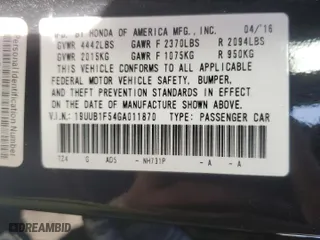 2016 Acura TLX Tech with VIN 19UUB1F54GA011870, listed as a Copart auction lot 45208125 with 63,311 mi miles and Salvage Title. Bid and sale history available at carsss.com. Image 12.