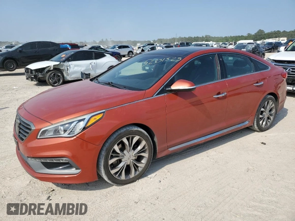 2015 Hyundai Sonata Sport z VIN 5NPE34AB4FH153139, wystawiony jako Copart lot #52351525 z przebiegiem 104 165 mil mil oraz Czysty tytuł • Clean title. Historia ofert i sprzedaży dostępna na DreamBid. Obrazek 1.
