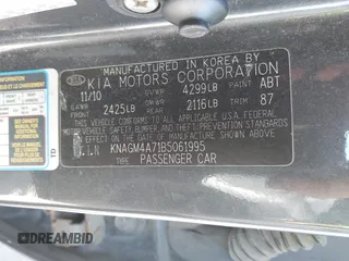 2011 Kia Optima LX with VIN KNAGM4A71B5061995, listed as a IAAI auction lot 42129683 with 207,110 mi miles and . Bid and sale history available at carsss.com. Image 9.