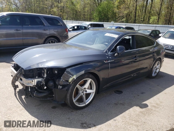 2018 Audi A5 Sportback Premium Plus with VIN WAUENCF56JA007314, listed as a Copart auction lot 47826323 with 35,571 mi miles. Bid and sale history available at carsss.com. Image 1.