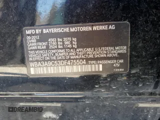 2013 BMW 3 Series 335i with VIN WBA3A9C53DF475504, listed as a Copart auction lot 79896964 with 104,859 mi miles and Salvage title. Bid and sale history available at DreamBid. Image 13.