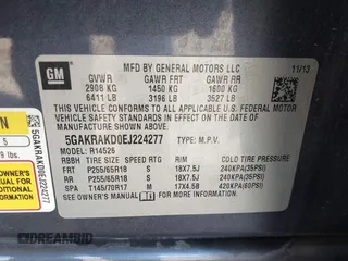 2014 Buick Enclave Convenience with VIN 5GAKRAKD0EJ224277, listed as a IAAI auction lot 42010590 with 110,857 mi miles. Bid and sale history available at carsss.com. Image 9.