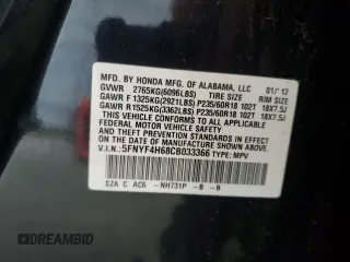 2012 Honda Pilot EX-L with VIN 5FNYF4H68CB033366, listed as a Copart auction lot 66509065 with 218,594 mi miles and Clean title. Bid and sale history available at DreamBid. Image 13.