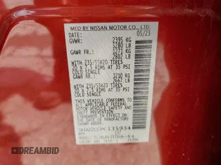 2023 Nissan Murano SL z VIN 5N1AZ2CS3PC135934, wystawiony jako Copart lot #54907225 z przebiegiem 16 899 mil mil oraz Szkoda całkowita • Salvage title. Historia ofert i sprzedaży dostępna na DreamBid. Obrazek 13.