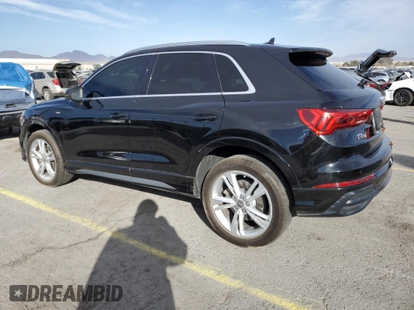 2020 Audi Q3 S line Premium with VIN WA1DECF34L1123427, listed as a Copart auction lot 44001445 with 52,799 mi miles and Salvage Title. Bid and sale history available at carsss.com. Image 2.