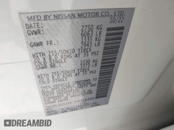 2023 Infiniti QX60 Sensory с VIN 5N1DL1GS1PC349100, выставлен на аукционе IAAI как лот 42145464 с пробегом 40 895 миль миль и . История ставок и продаж доступна на DreamBid. Изображение 9.