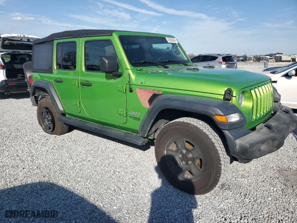 2018 Jeep Wrangler Unlimited Sport S with VIN 1C4HJXDN2JW293087, listed as a Copart auction lot 42556245 with 52,615 mi miles and Salvage Title. Bid and sale history available at carsss.com. Image 4.