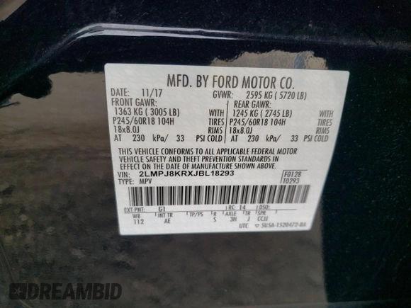2018 Lincoln MKX Select with VIN 2LMPJ8KRXJBL18293, listed as a Copart auction lot 78220414 with 65,885 mi miles and Salvage Title. Bid and sale history available at carsss.com. Image 13.