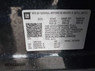 2021 GMC Terrain SLT with VIN 3GKALVEV8ML356416, listed as a IAAI auction lot 41412180 with 45,053 mi miles and . Bid and sale history available at carsss.com. Image 9.