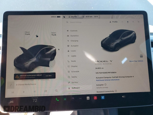 2024 Tesla Model Y with VIN 7SAYGDED7RF108604, listed as a Copart auction lot 48384825 with 24,603 mi miles and Salvage Title. Bid and sale history available at DreamBid. Image 9.