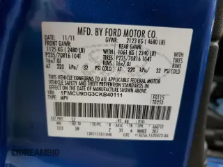 2012 Ford Escape XLT z VIN 1FMCU9DG3CKB40111, wystawiony jako Copart lot #52329085 z przebiegiem 106 114 mil mil oraz Czysty tytuł • Clean title. Historia ofert i sprzedaży dostępna na DreamBid. Obrazek 13.