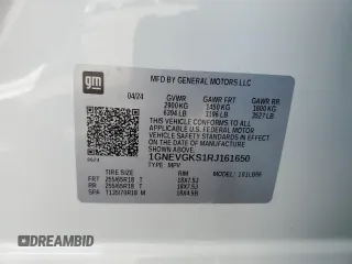 2024 Chevrolet Traverse AWD LT with VIN 1GNEVGKS1RJ161650, listed as a Copart auction lot 73191674 with 1,650 mi miles and Clean Title. Bid and sale history available at carsss.com. Image 13.
