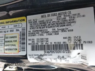 2013 Ford Fusion SE with VIN 3FA6P0H70DR107231, listed as a IAAI auction lot 41966916 with 244,218 mi miles. Bid and sale history available at carsss.com. Image 9.