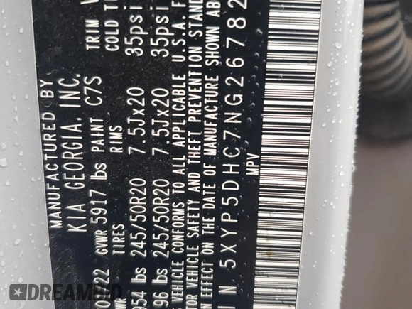 2022 Kia Telluride SX z VIN 5XYP5DHC7NG267823, wystawiony jako Copart lot #58433625 z przebiegiem 104 093 mil mil oraz Szkoda całkowita • Salvage title. Historia ofert i sprzedaży dostępna na DreamBid. Obrazek 13.