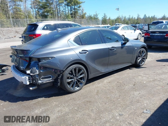 2021 Lexus IS 350 F Sport with VIN JTHGZ1E2XM5022762, listed as a IAAI auction lot 41974884 with 41,381 mi miles and . Bid and sale history available at DreamBid. Image 4.