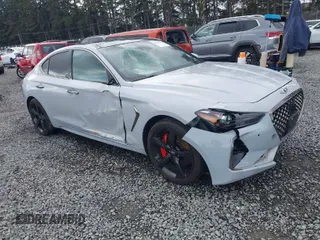 2019 Genesis G70 3.3T Advanced with VIN KMTG74LE6KU014118, listed as a IAAI auction lot 41752512 with 51,817 mi miles. Bid and sale history available at carsss.com. Image 1.
