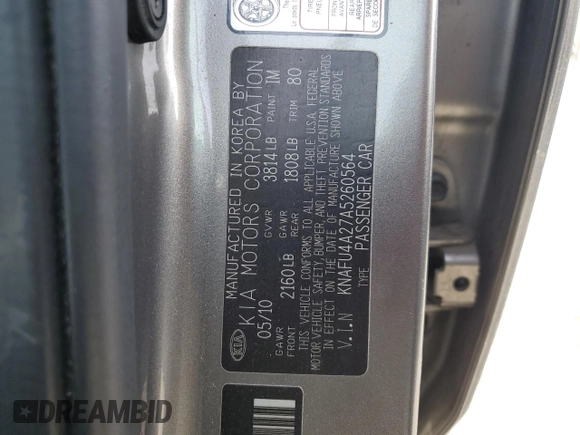 2010 Kia Forte EX z VIN KNAFU4A27A5260564, wystawiony jako Copart lot #55440345 z przebiegiem 169 444 mil mil oraz Szkoda całkowita • Salvage title. Historia ofert i sprzedaży dostępna na DreamBid. Obrazek 12.