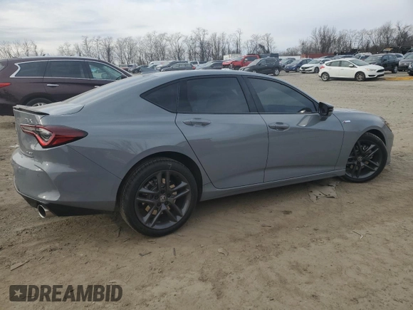 2025 Acura TLX w/A-Spec Package with VIN 19UUB6F56SA000665, listed as a Copart auction lot 45794825 with 2,885 mi miles and Salvage Title. Bid and sale history available at DreamBid. Image 3.